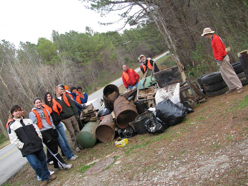 Fraternity group with trash removed near the ATT.